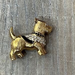 Swarovski Terrier Brooch with Black Enamel & Clear Rhinestones - stunning